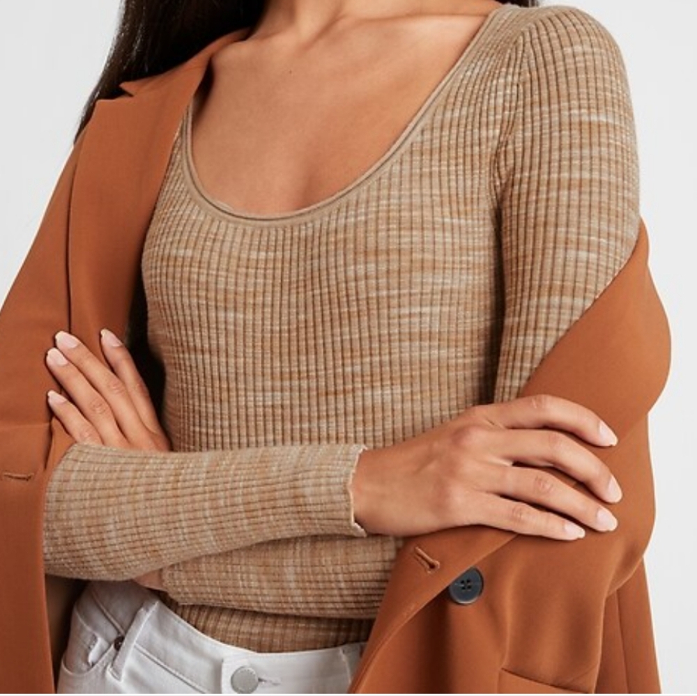 Banana Republic Space-Dye Scoop-Neck Sweater Top Size Small 🤎